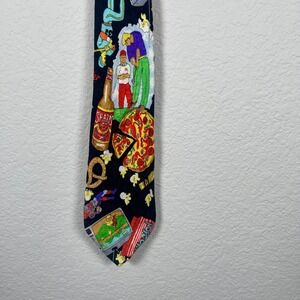 Novelty Necktie Beer Pizza Food Print‎ Party Funky Tie